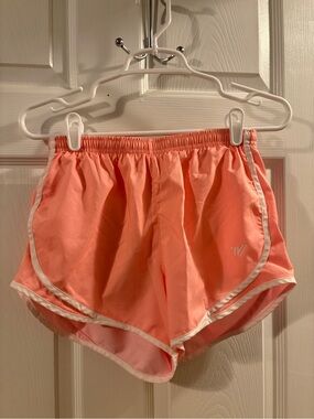 Varsity Cheer Coral Athletic Shorts with White Trim